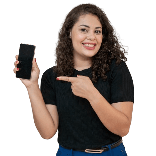 Teacher with cell phone in hands